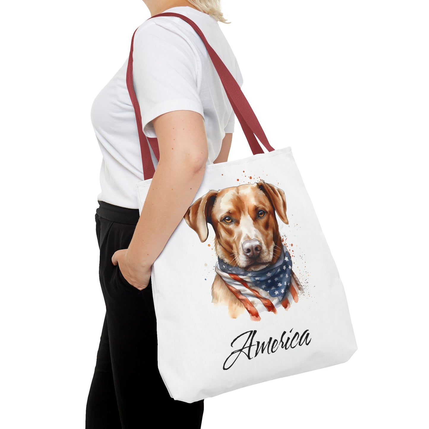 Patriotic Dog - 18" Large Tote Bag