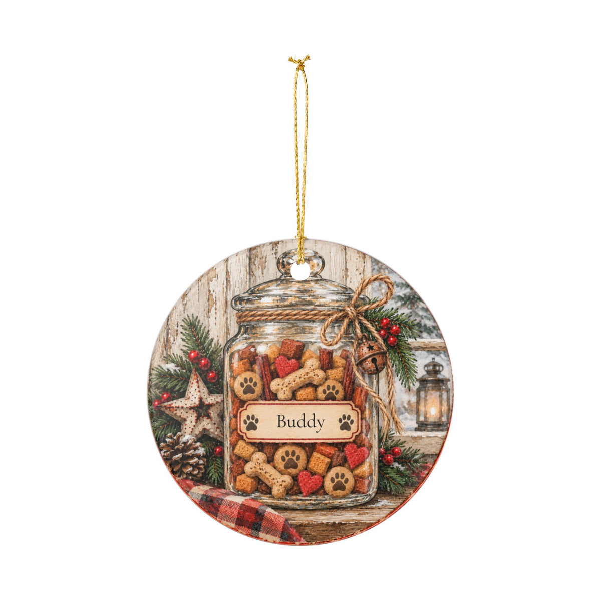 Personalized Dog Christmas Ornament | Dog Treat Jar Ornament | Custom Pet Name Christmas Keepsake
