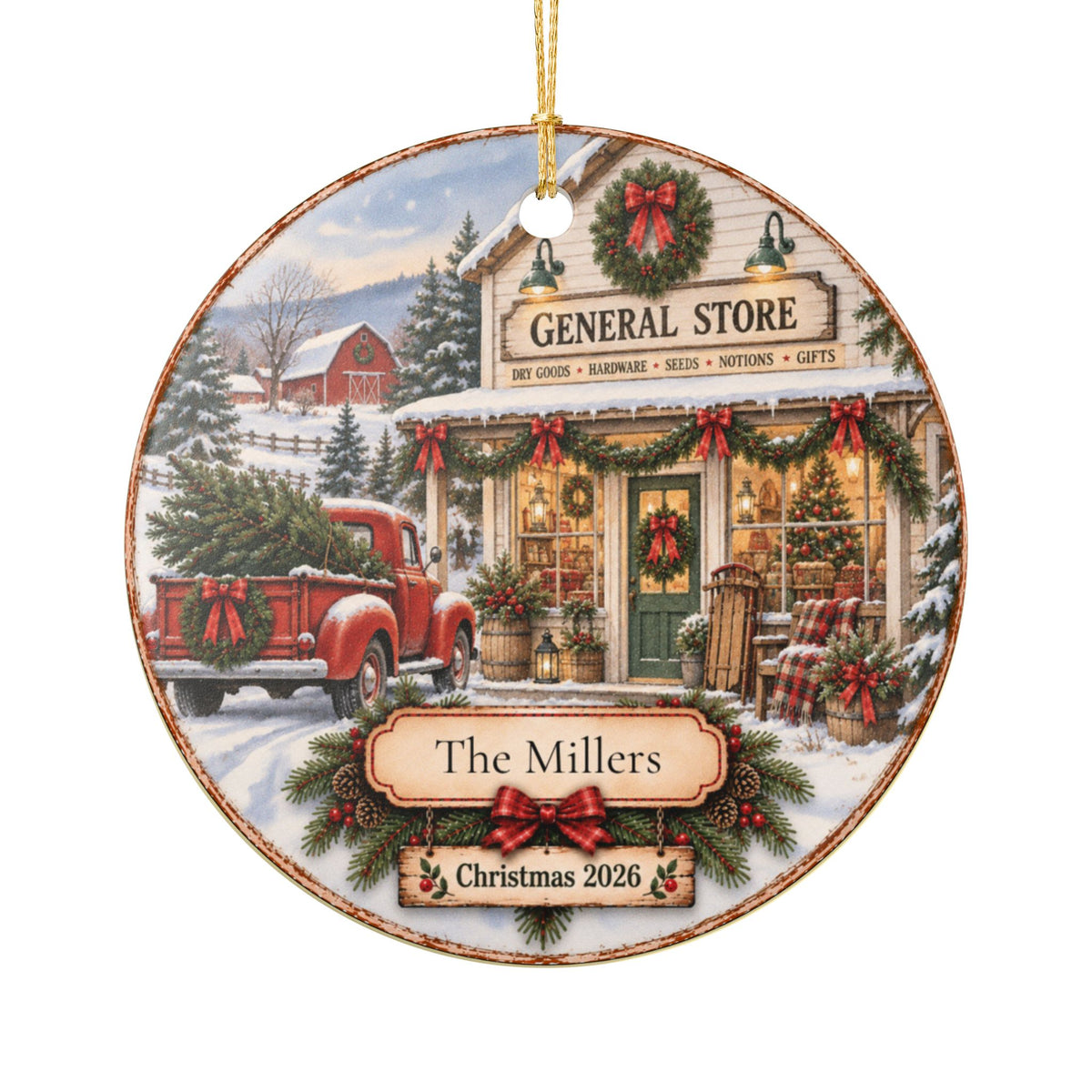 Personalized Christmas General Store Ornament | Family Name Ornament | Nostalgic Christmas Keepsake