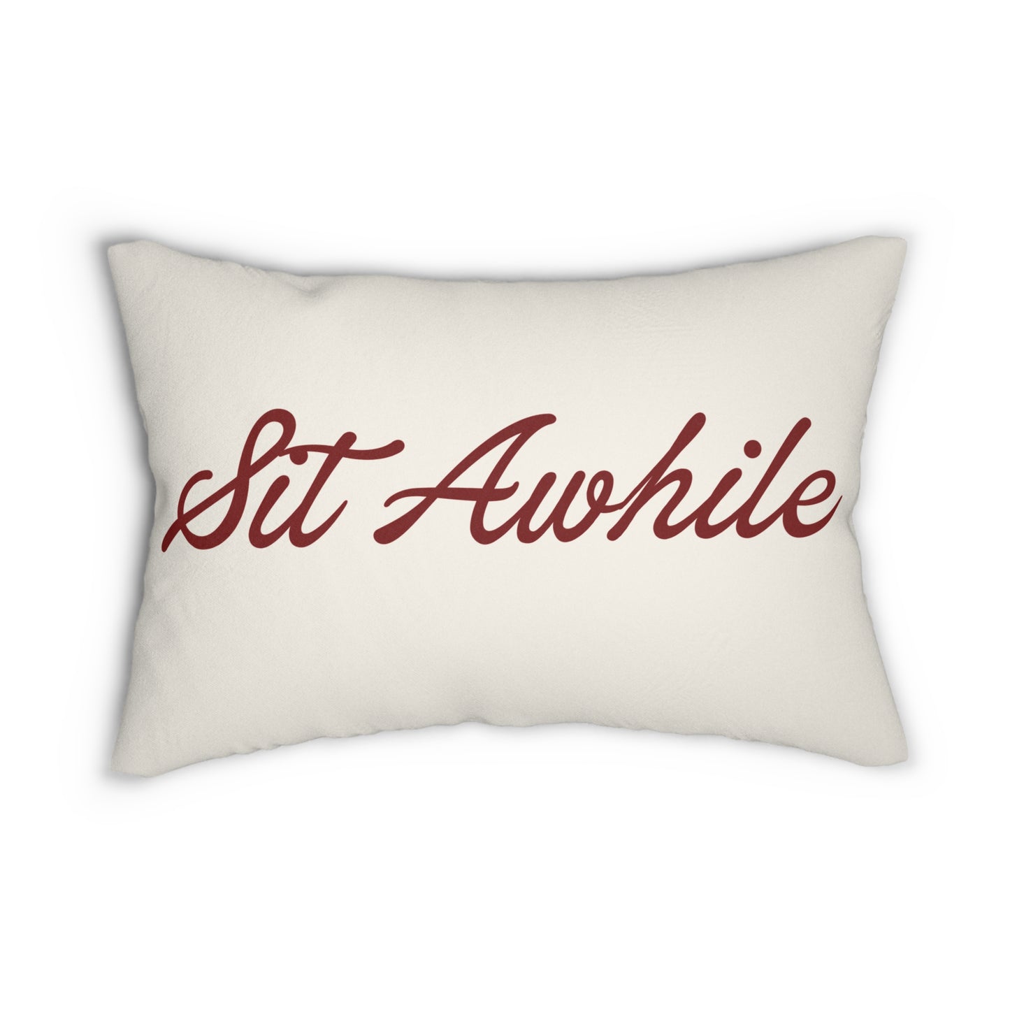 Sit Awhile Lumbar Pillow | Farmhouse Throw Pillow | Rustic Americana Accent Cushion | Country Porch Decor