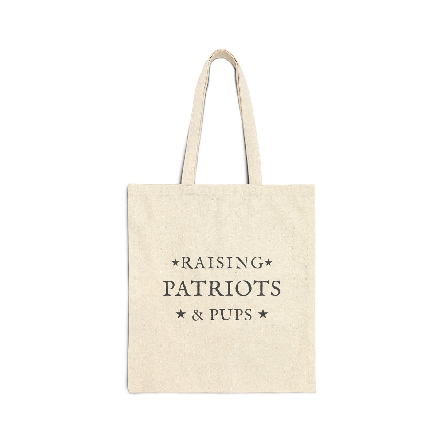 Raising Patriots & Pups Cotton Canvas Tote Bag | Americana Dog Lover Market Tote