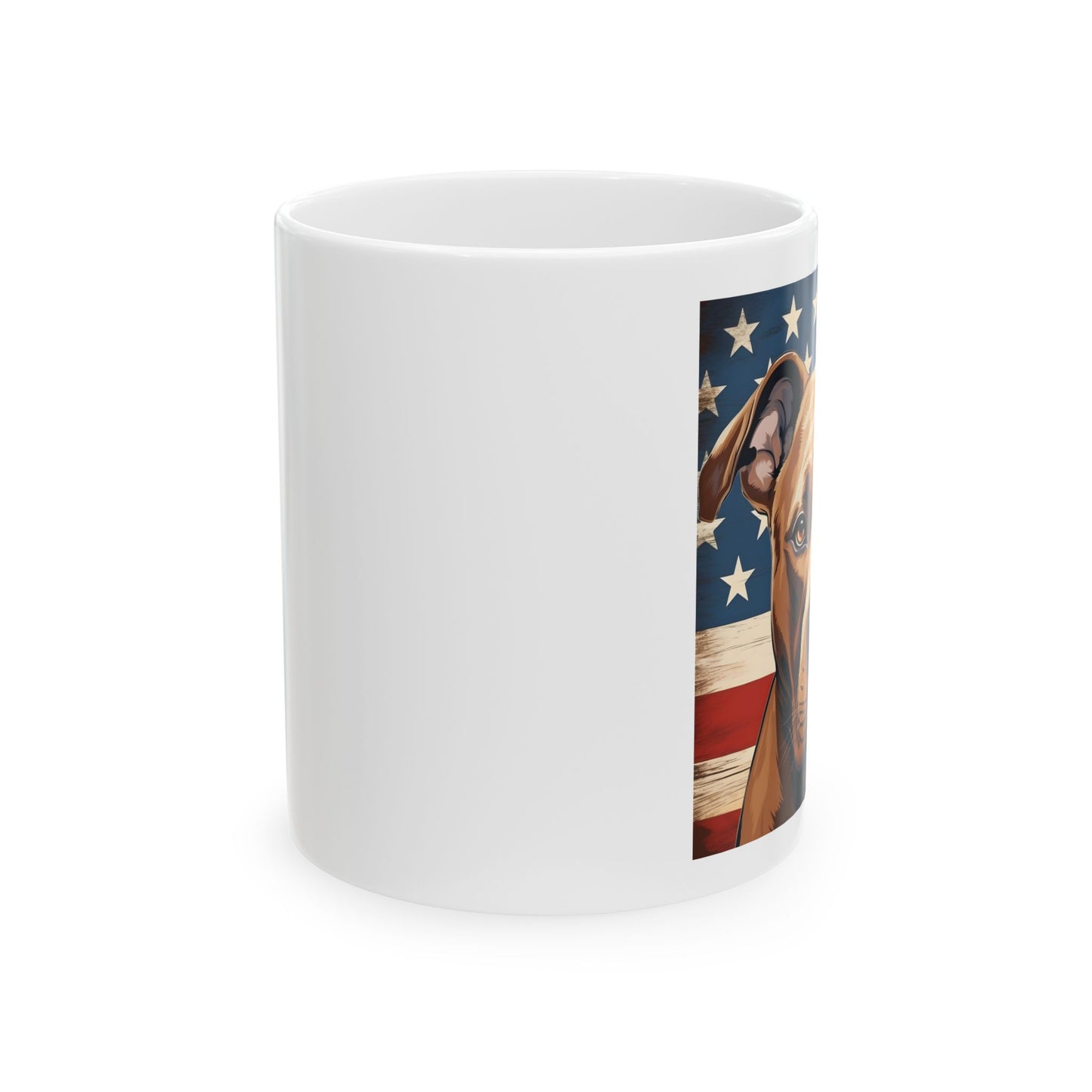 Patriotic Pitbull Retriever Mug | 11 oz Ceramic Coffee Mug | American Flag Dog Lover Gift