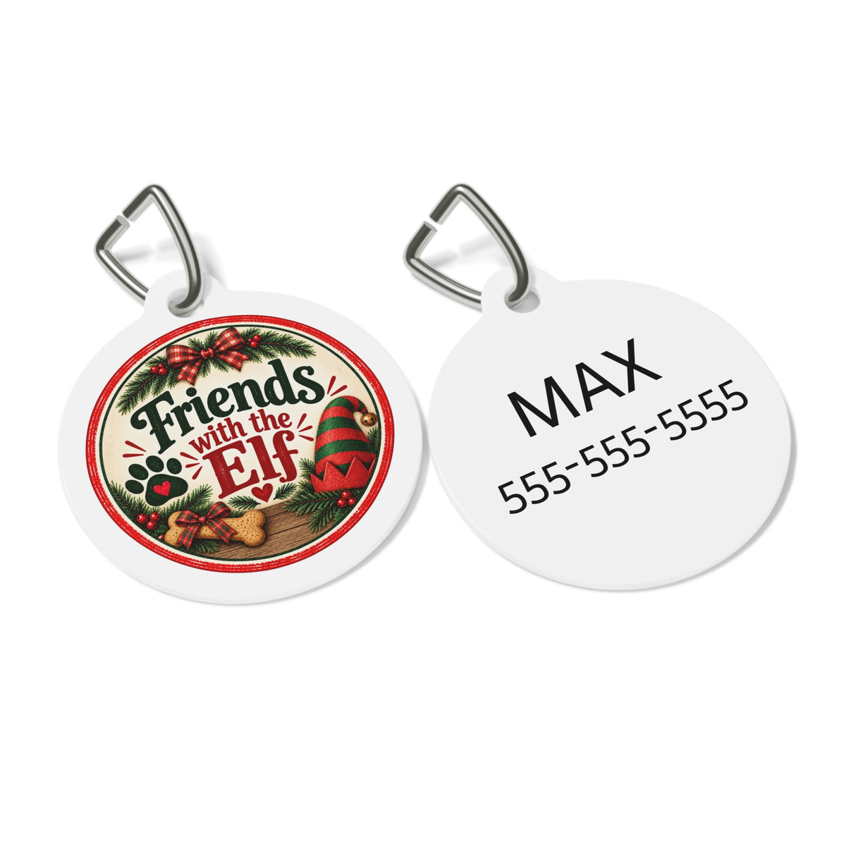 Friends with the Elf Personalized Christmas Dog Tag | 1" Holiday Pet ID Tag