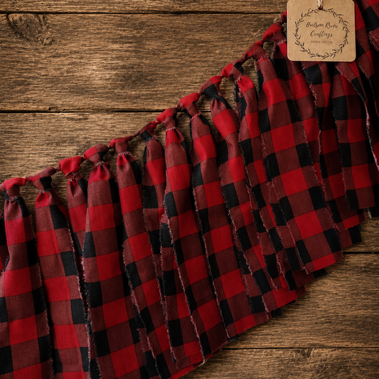 Red and Black Buffalo Plaid Fabric Garland