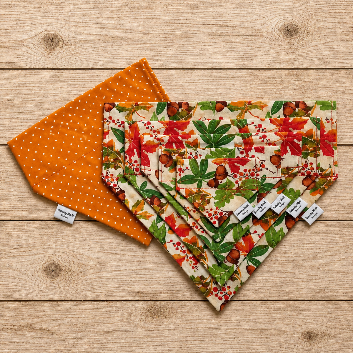 Fall Leaves Reversible Slide-Over-the-Collar Dog Bandana by Swanky Mutt Boutique