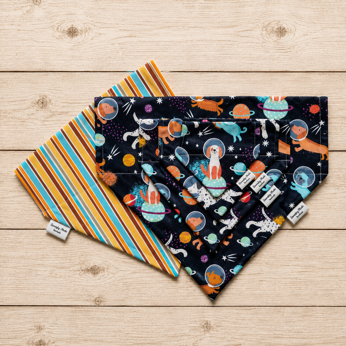 Space Adventure Reversible Slide-Over-the-Collar Dog Bandana by Swanky Mutt Boutique