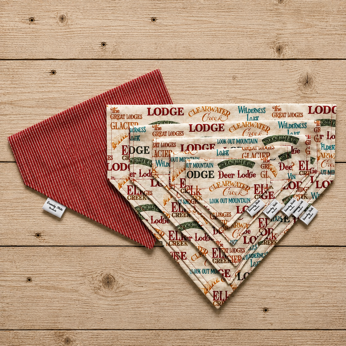 Rustic Lodge Reversible Slide-Over-the-Collar Dog Bandana by Swanky Mutt Boutique