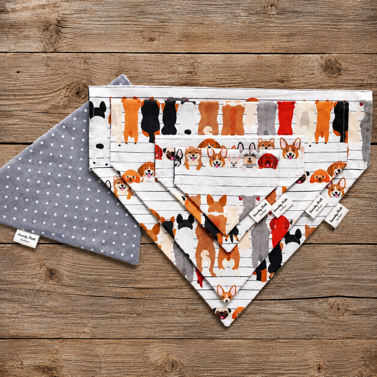 Cute Dogs Reversible Slide-Over-the-Collar Dog Bandana by Swanky Mutt Boutique