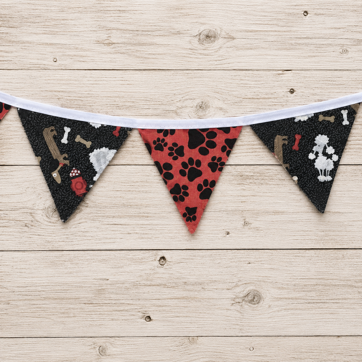Fabric Dog Print Pennant Banner - 72" Red and Black