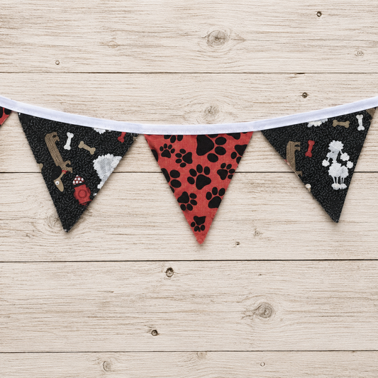 Fabric Dog Print Pennant Banner - 72" Red and Black