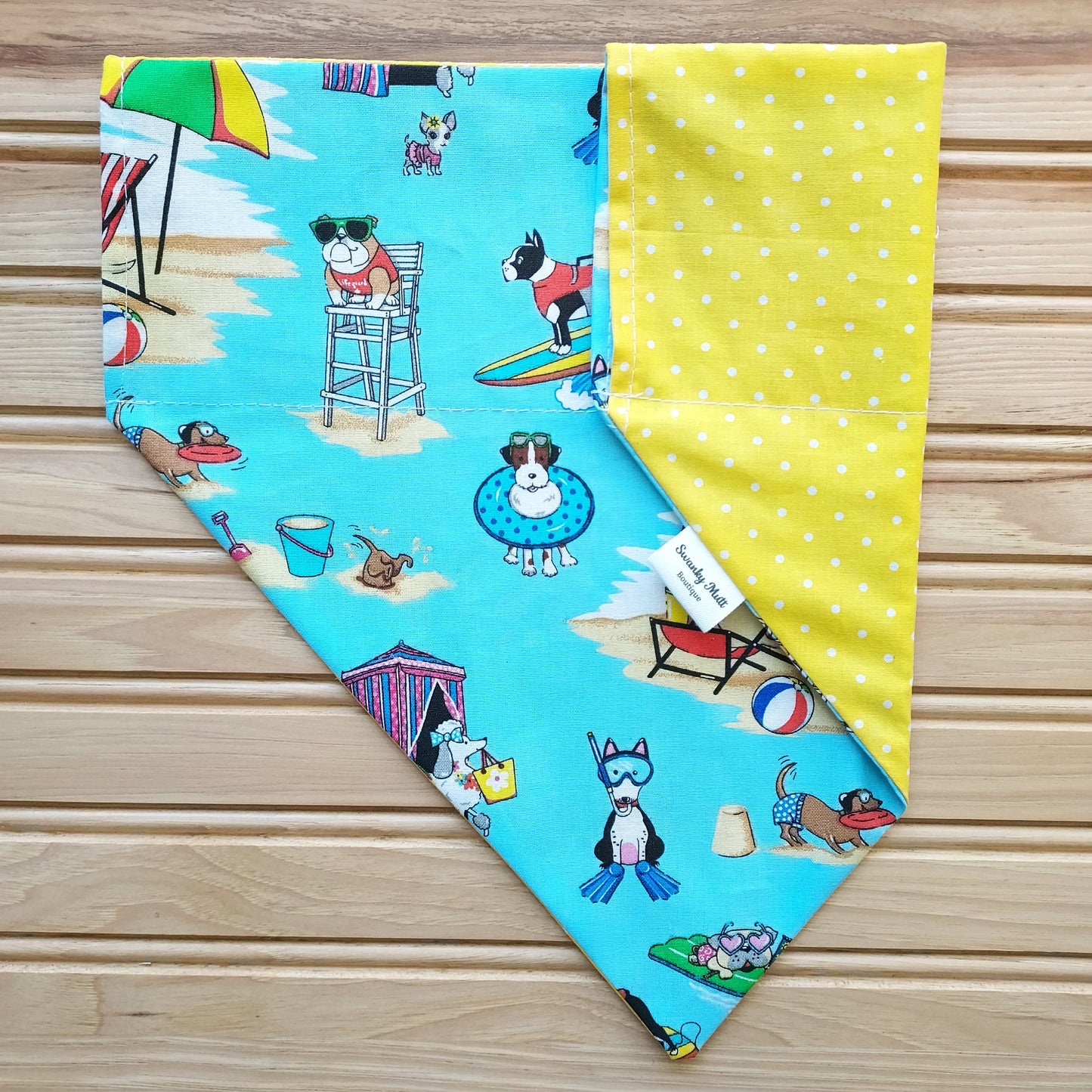 Dog Bandana - Pool Party Dogs; Reversible, slide over the collar style.