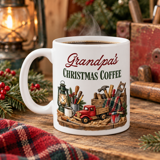 Grandpa's Christmas Coffee Mug | Vintage Christmas Workshop | Nostalgic Holiday Gift | 11 oz Ceramic Mug