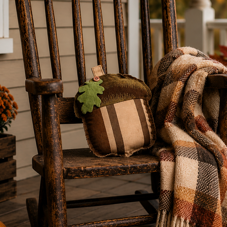 Striped Acorn Accent Pillow