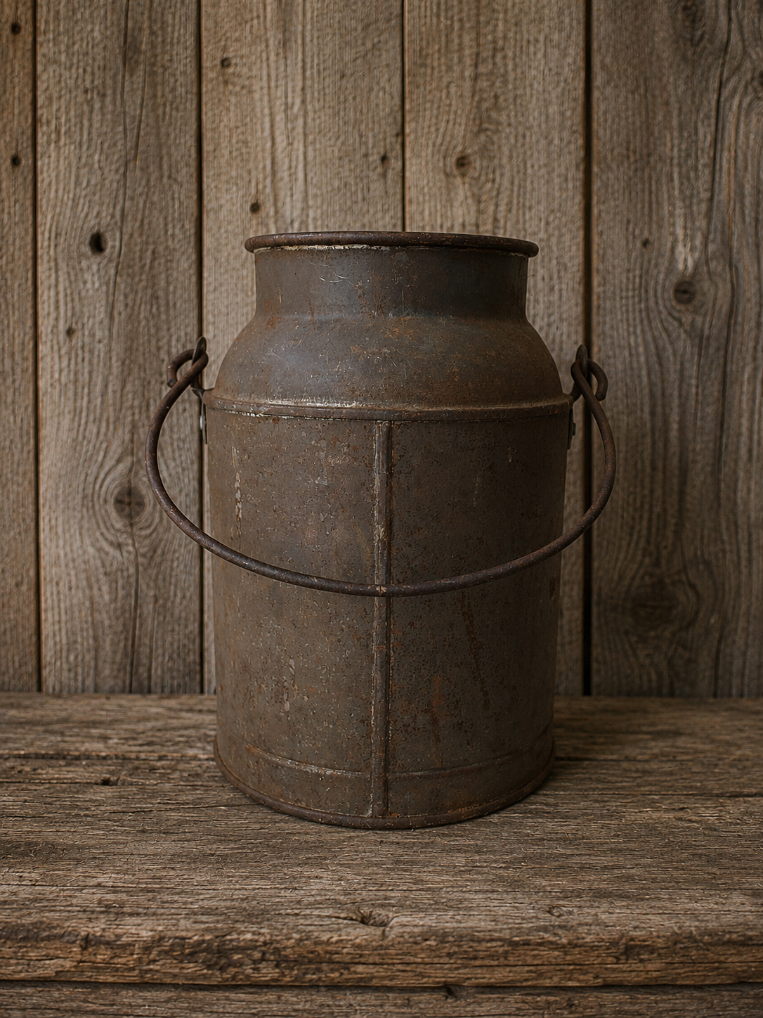 Rusty Milk Bucket LIQ 6Qt with Wire Bail Swing Handle 1940s