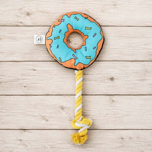 Donut Dog Rope Toy | Plush Squeaky Tug Toy for Dogs