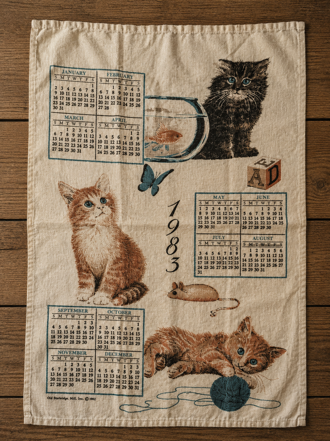Linen Calendar Towels 1980s, Choice, Kitchen Collectibles