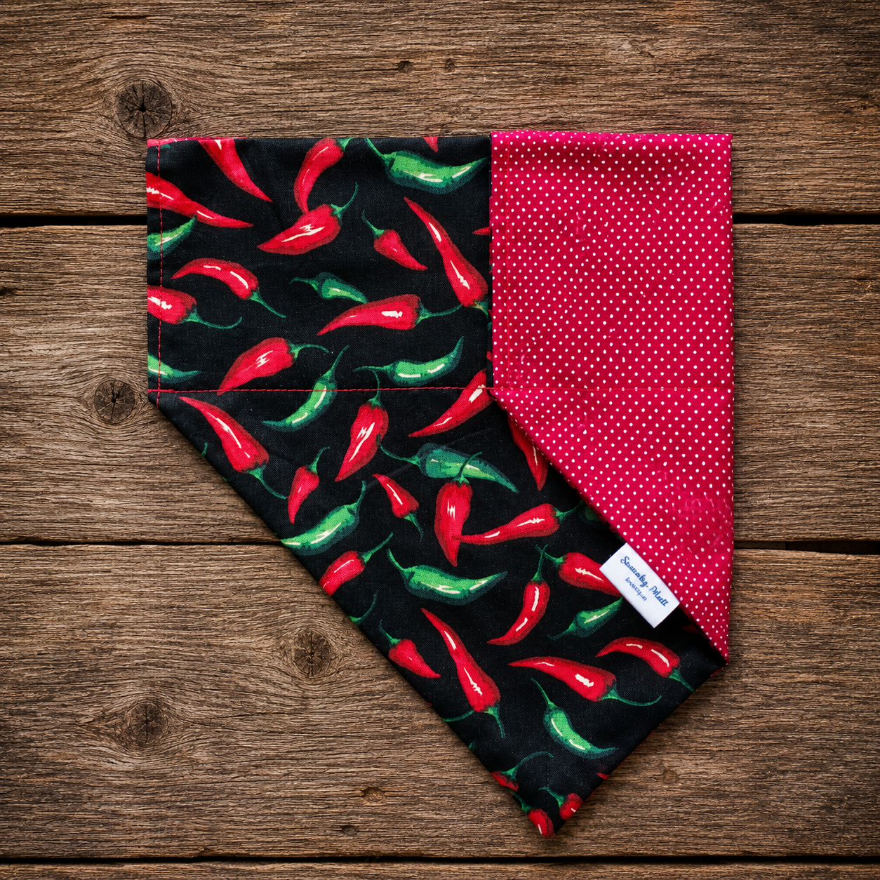 Hot Peppers Reversible Slide-Over-the-Collar Dog Bandana by Swanky Mutt Boutique