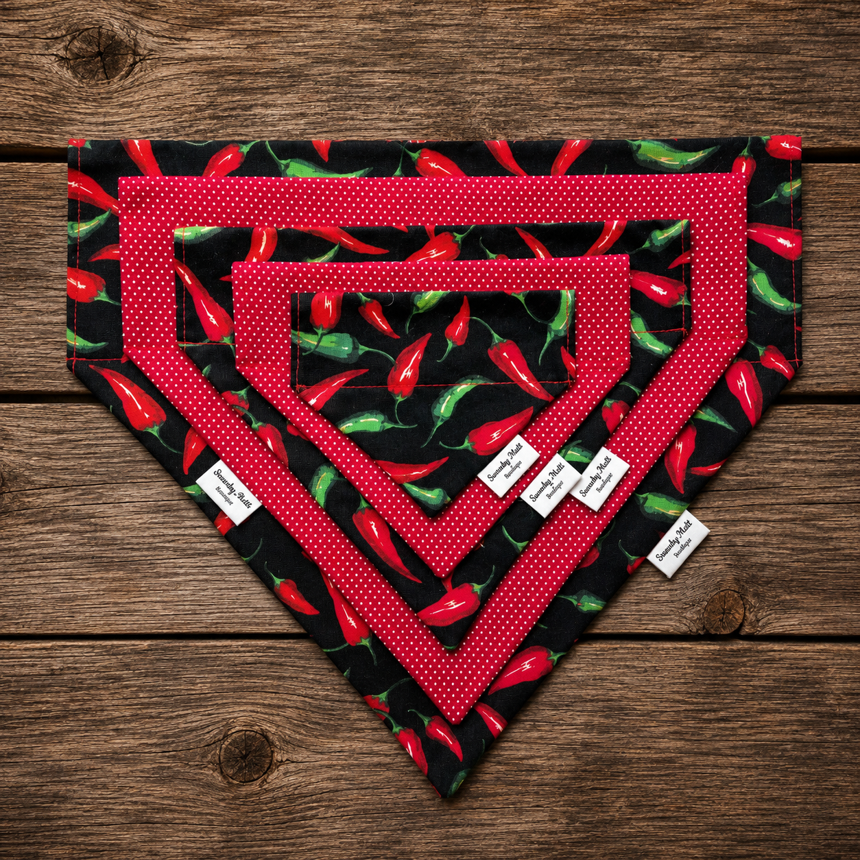 Hot Peppers Reversible Slide-Over-the-Collar Dog Bandana by Swanky Mutt Boutique