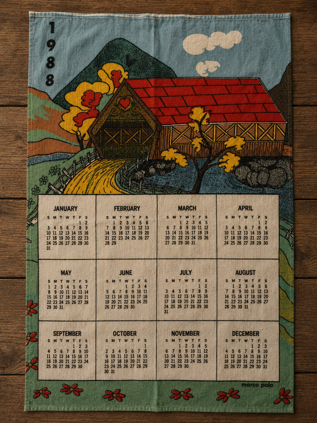 Linen Calendar Towels 1980s, Choice, Kitchen Collectibles