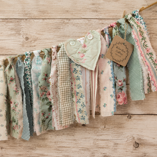 Grandma's Quilt Garland | Handmade Vintage Quilt-Inspired Fabric 36" Garland | Farmhouse & Cottage Decor