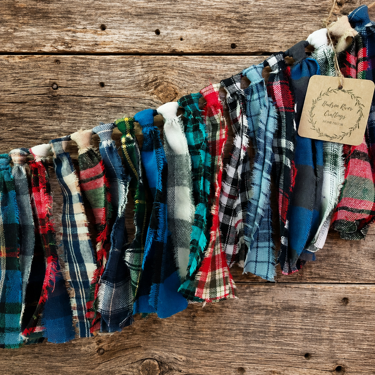 Grandpa's Flannel Shirt Garland | Handmade Rustic Fall Fabric 36" Garland | Farmhouse & Cabin Decor