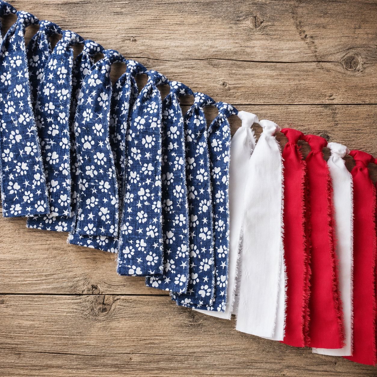 Patriotic Paw Print Fabric 36"  Garland