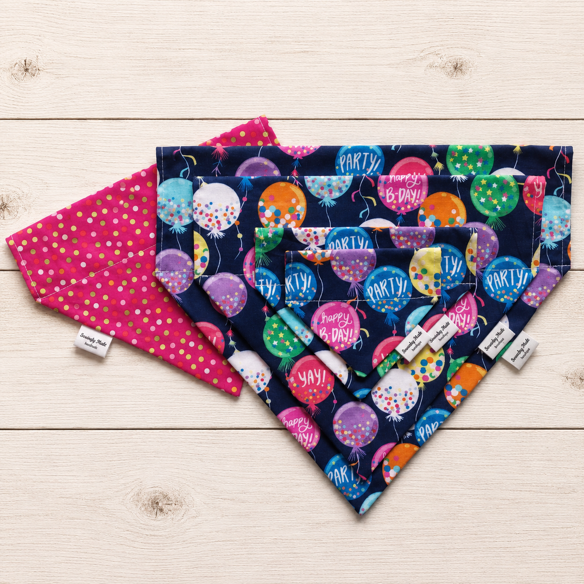 Birthday Party Reversible Slide-Over-the-Collar Dog Bandana by Swanky Mutt Boutique