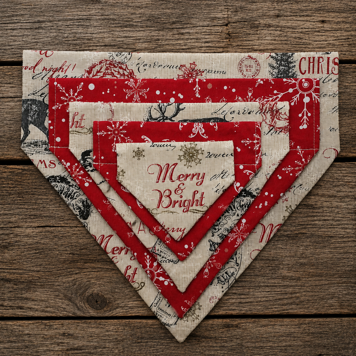 Dog Bandana - Reversible Slide Over the Collar - Christmas Print