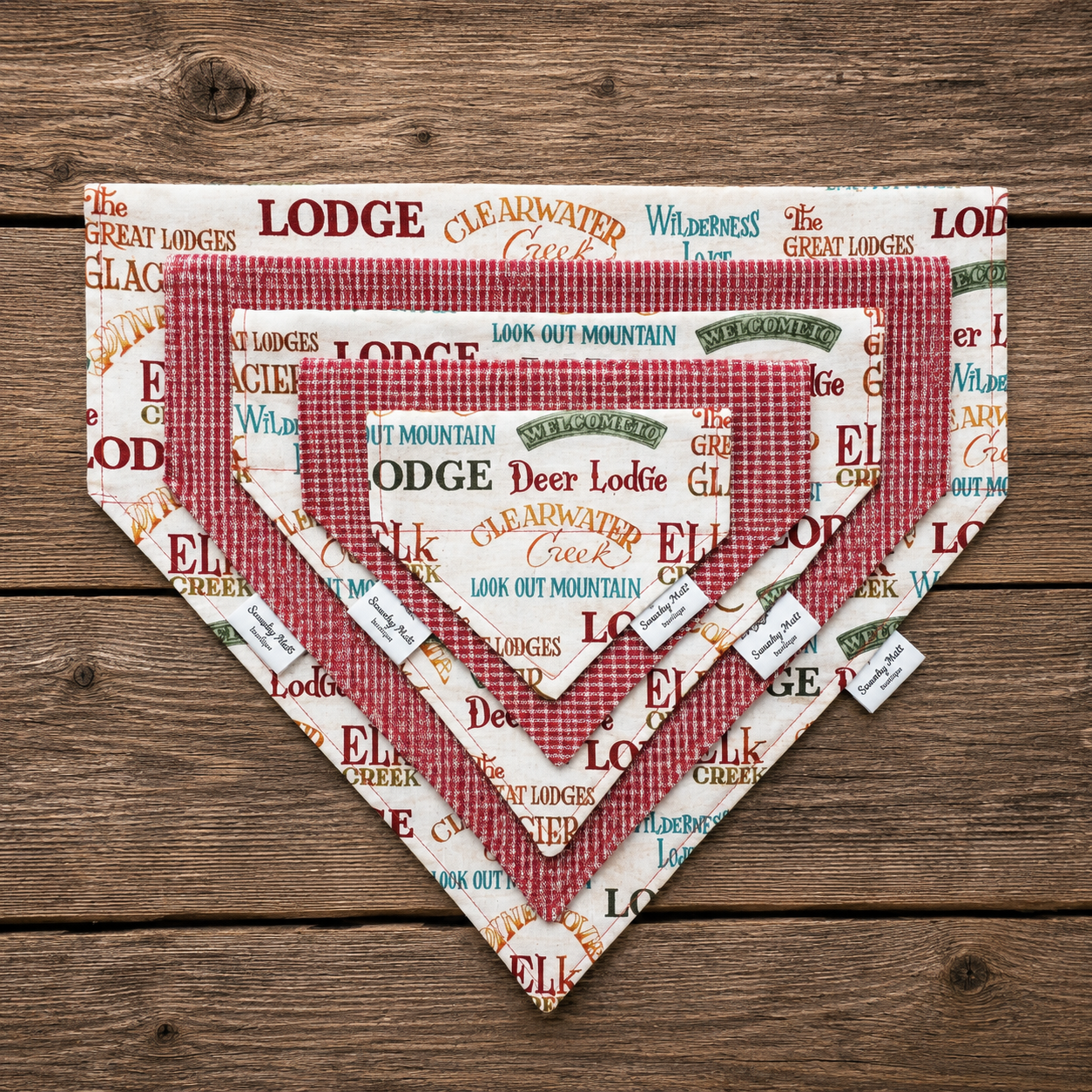 Rustic Lodge Reversible Slide-Over-the-Collar Dog Bandana by Swanky Mutt Boutique