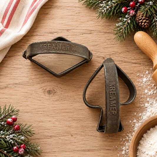 2 Kreamer Cookie or Biscuit Cutters, Diamond and Spade, Large Handles 1930s