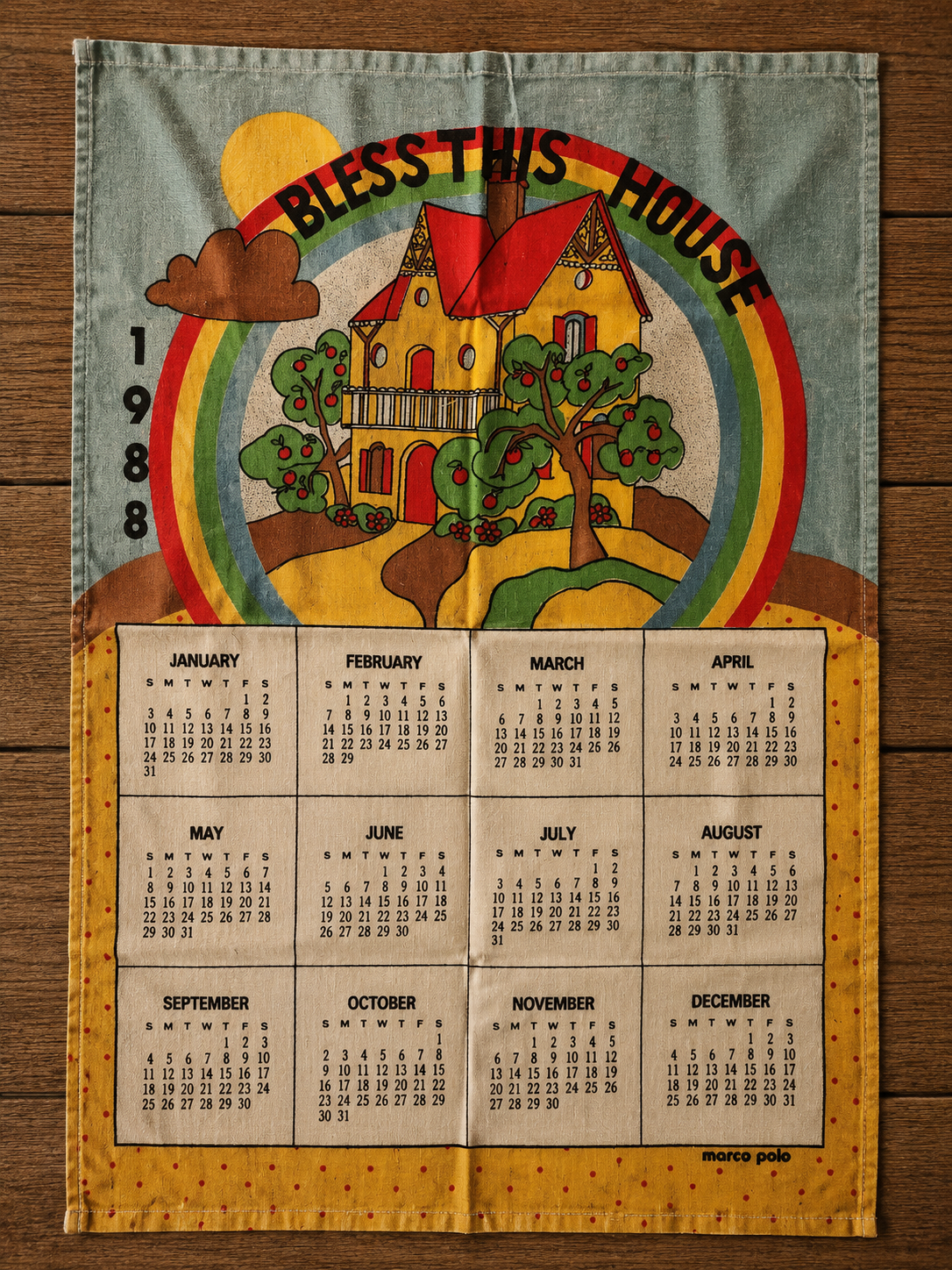Linen Calendar Towels 1980s, Choice, Kitchen Collectibles